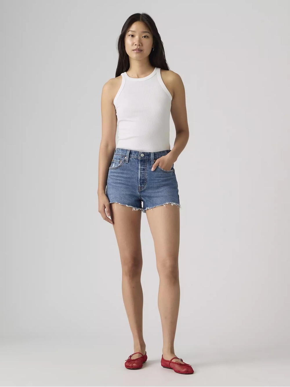 NWT  Levi’s 501° Original Fit High Rise Women’s Shorts Roll Away -Medium Wash 28 - Picture 5 of 8